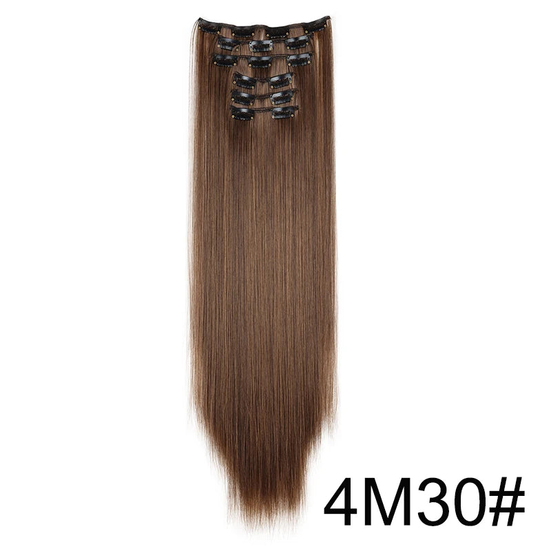 WIGSIN – Extension capillaire synthétique de 24 pouces, postiche longue et lisse en Fiber résistante à la chaleur, noire, brune, blonde, 6 pièces, pour femmes