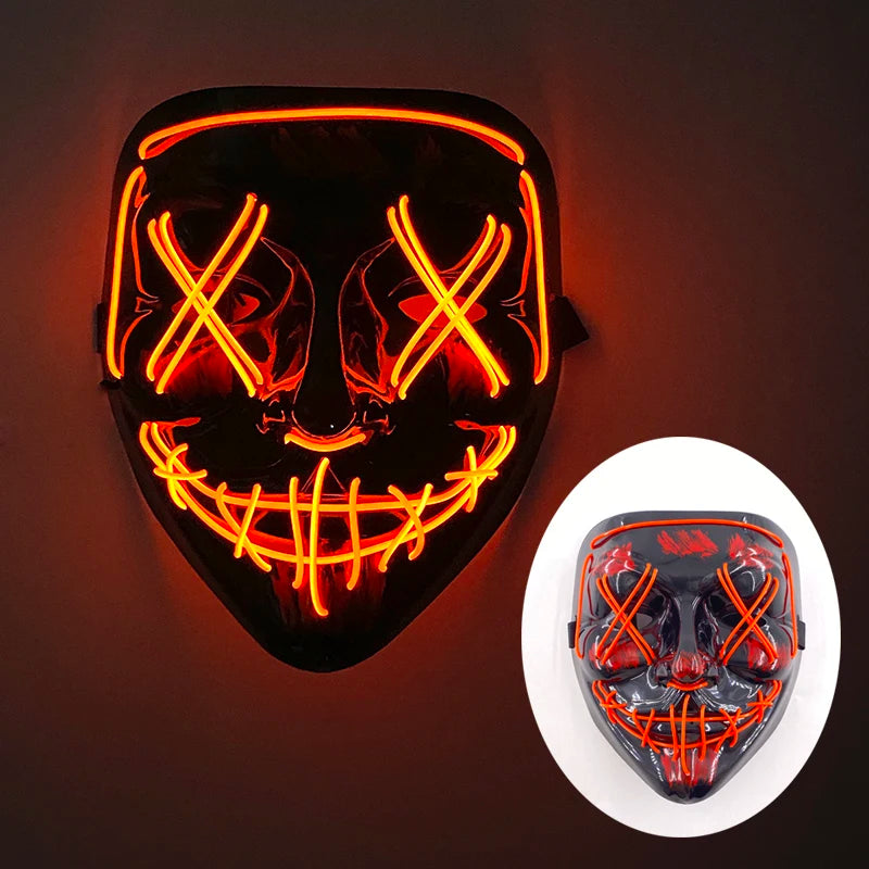 Masque lumineux pour Costume d'halloween, masque de Cosplay LED Demon Slayer pour hommes et femmes, accessoires de maison hantée d'horreur