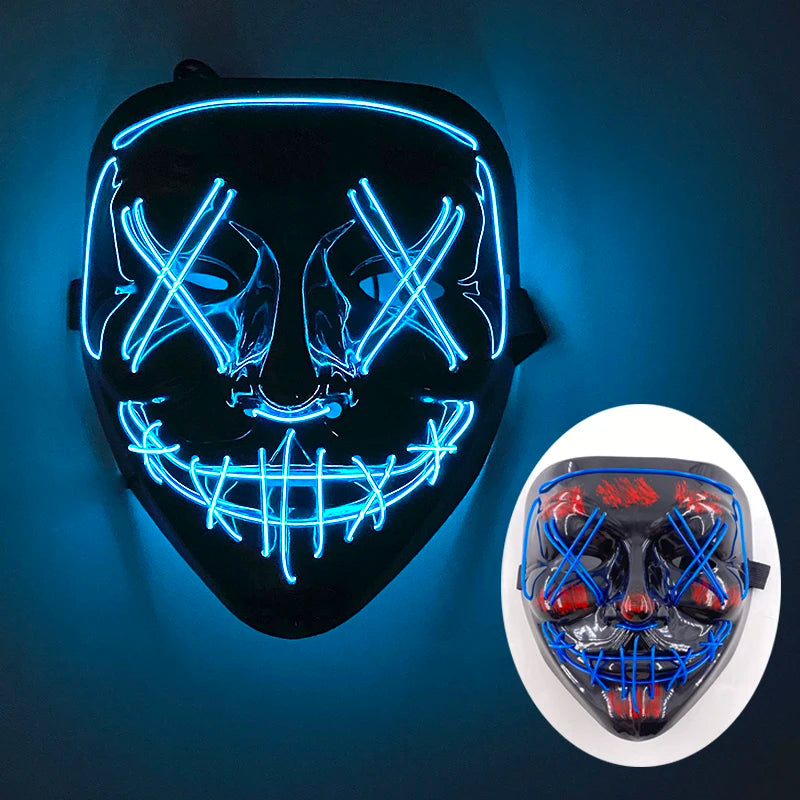 Masque lumineux pour Costume d'halloween, masque de Cosplay LED Demon Slayer pour hommes et femmes, accessoires de maison hantée d'horreur