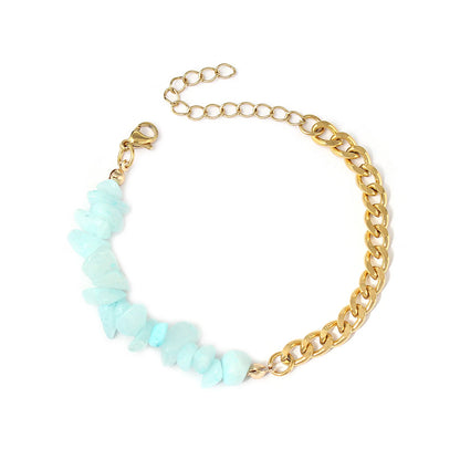 Bracelets bohème en acier inoxydable 316l, cristal naturel, pierre violette, pour femmes, bijoux de vacances, cadeaux, livraison directe