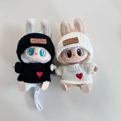New Doll Clothes Pendant Set, LABUBU Bear Hat Love Sweater Set, DIY Doll Accessories, Funny and Cute Baby Clothes, Christmas Gifts
