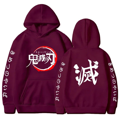 Demon Slayer sweat à capuche pour homme mode lettre graphique imprimé sweats femmes décontracté Harajuku Streetwear pull à capuche Sudaderas