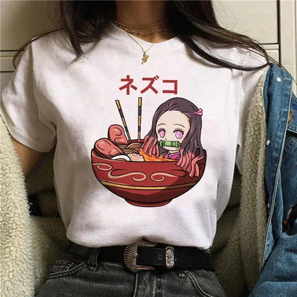 Démon Slayer T-shirt femmes Kimetsu No Yaiba Nezuko T-shirt femme Tanjirou Kamado graphique T-shirt japonais Anime Manga T-shirt