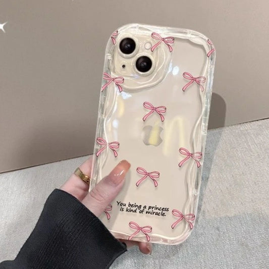 Coque de téléphone à nœud papillon pour IPhone 16 Pro Max 15 14 13 12 11 Plus, antichoc, transparente, souple, Protection arrière