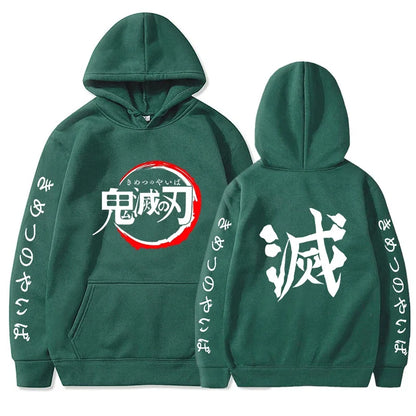 Demon Slayer sweat à capuche pour homme mode lettre graphique imprimé sweats femmes décontracté Harajuku Streetwear pull à capuche Sudaderas