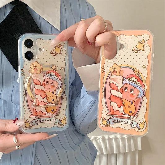 Coque de téléphone magnétique avec support Magsafe, coque en silicone antichoc, jolie bougie étoile, iPhone 16 Pro, 15, 14, 13 Pro Max
