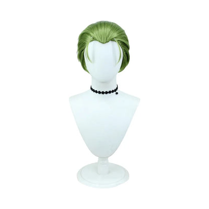 HeClaCosplay-Perruque Synthétique Droite Courte, Frieren aux Funérailles, Cheveux Verts à Dos Léché, Degré de Chaleur, Jeu de Plis d'Halloween