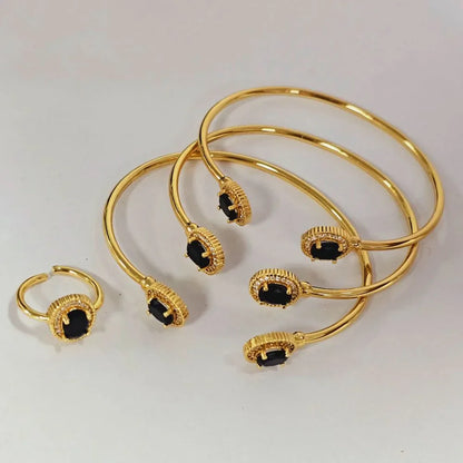 Bracelet plaqué or brillant avancé pour femme, bracelet en cristal, bague jonc, bijoux fantaisie, banquet, Nigeria, 3 pièces