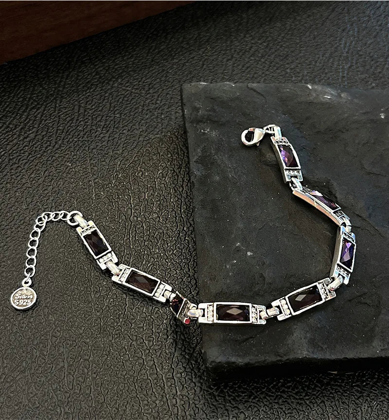 Bracelet en argent Sterling 925 pour femmes, cristal violet, tendance, cadeaux d'anniversaire, ne se décolore jamais, bon marché, nouvel arrivage