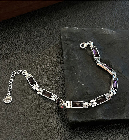 Bracelet en argent Sterling 925 pour femmes, cristal violet, tendance, cadeaux d'anniversaire, ne se décolore jamais, bon marché, nouvel arrivage