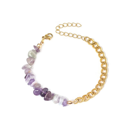 Bracelets bohème en acier inoxydable 316l, cristal naturel, pierre violette, pour femmes, bijoux de vacances, cadeaux, livraison directe