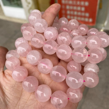 Bracelet en pierre naturelle pour hommes et femmes, perles de Quartz Rose, cristal de guérison, bijoux de Yoga, cadeau, vente en gros