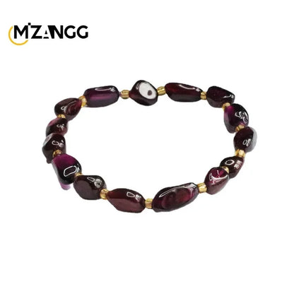 Bracelet grenat naturel, dent violette, noir, couleur dame, chaîne de bijoux, breloque à la mode, cristal de guérison, pierre d'énergie, cadeau de vacances