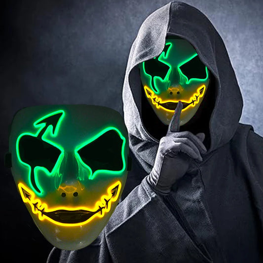 Masque lumineux pour Costume d'halloween, masque de Cosplay LED Demon Slayer pour hommes et femmes, accessoires de maison hantée d'horreur
