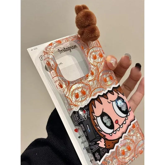 Dessin animé 3d mignon fête Labubu coque de téléphone adapté pour Iphone 16 15 14 13 12 11 série mat antichoc coque de téléphone en Silicone