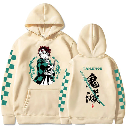 Japanese Anime Demon Slayer Tanjiro Kamado Hoodie Men Women Y2k Harajuku Unisex Casual Pullover Tops Clothing