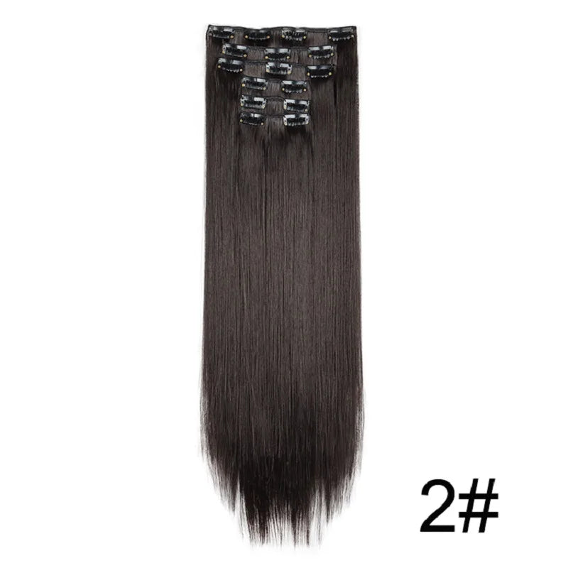 WIGSIN – Extension capillaire synthétique de 24 pouces, postiche longue et lisse en Fiber résistante à la chaleur, noire, brune, blonde, 6 pièces, pour femmes