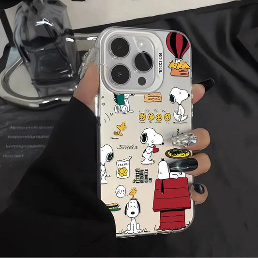 Jolie coque de téléphone Snoopy de dessin animé, étui antichoc pour iPhone 16 15 14 13 12 11 Pro Max XR XS MAX 7 8 PLUS MINI Y2K
