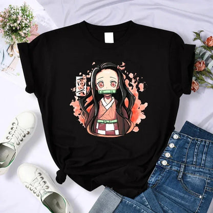 Démon Slayer T-shirt femmes Kimetsu No Yaiba Nezuko T-shirt femme Tanjirou Kamado graphique T-shirt japonais Anime Manga T-shirt