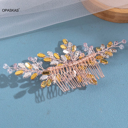 Peigne à cheveux en cristal brillant, accessoires pour cheveux de mariage, pinces à cheveux en strass, couvre-chef, Barrettes de couleur rose/argent, bijoux
