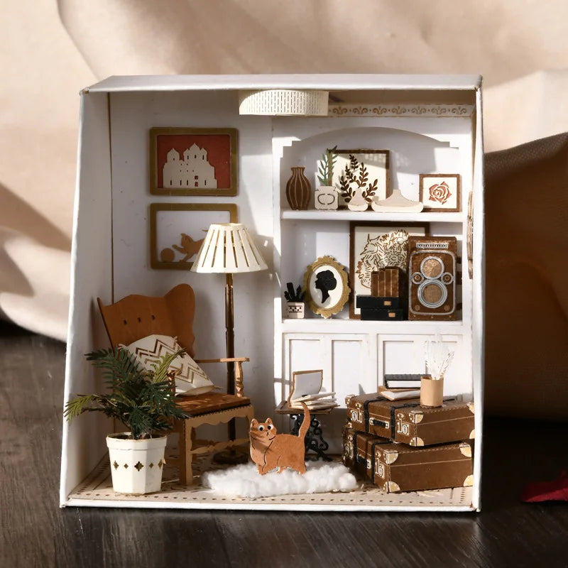 Maison de course l'inventaire en bois avec lumières LED, maison de beurre casa, mini kit de bricolage, assemblage de meubles, jouets de chambre exécutifs, 3D, bricolage