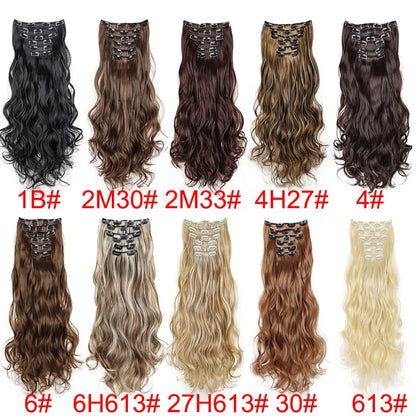 WIGSIN 24 pouces synthétique longue ondulée bouclés Extensions de cheveux postiches accessoires de cheveux quotidiens pour les femmes
