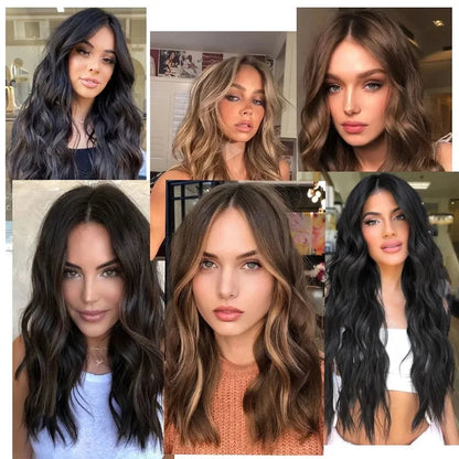 WIGSIN 24 pouces synthétique longue ondulée bouclés Extensions de cheveux postiches accessoires de cheveux quotidiens pour les femmes