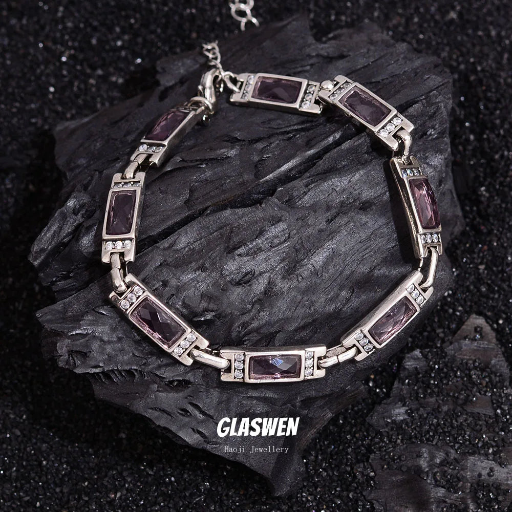 Bracelet en argent Sterling 925 pour femmes, cristal violet, tendance, cadeaux d'anniversaire, ne se décolore jamais, bon marché, nouvel arrivage
