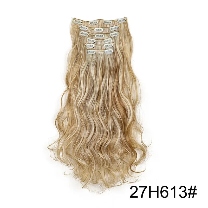 WIGSIN 24 pouces synthétique longue ondulée bouclés Extensions de cheveux postiches accessoires de cheveux quotidiens pour les femmes