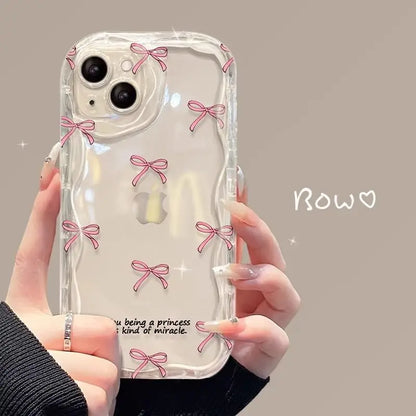 Coque de téléphone à nœud papillon pour IPhone 16 Pro Max 15 14 13 12 11 Plus, antichoc, transparente, souple, Protection arrière