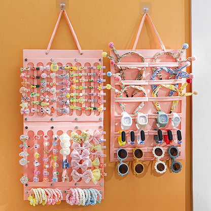 Organisateur de nœuds de cheveux, tenture murale, support de bandeau de grande capacité, cintre de rangement de pinces à cheveux, accessoire permettant de gagner de l'espace pour chambre de fille