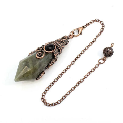 Pendentif pendule en cristal à 12 facettes, pour la Divination radiesthésie, pierre naturelle, améthyste, Quartz Rose, amulette, spirituel, bijoux
