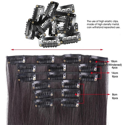 WIGSIN – Extension capillaire synthétique de 24 pouces, postiche longue et lisse en Fiber résistante à la chaleur, noire, brune, blonde, 6 pièces, pour femmes