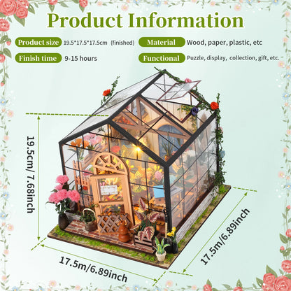 Kit de maison de jardin Miniature, bricolage, avec meubles et lumière LED, ensemble artisanal pour maison de poupée, cadeaux, Kits de construction de maquettes de serre en bois