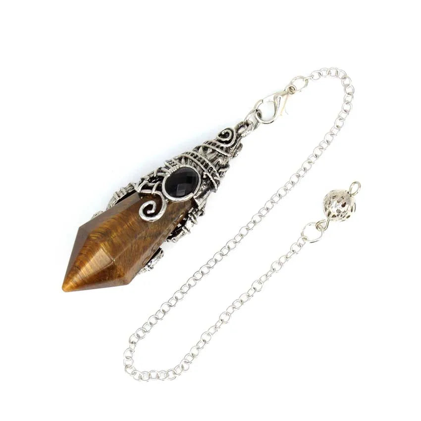 Pendentif pendule en cristal à 12 facettes, pour la Divination radiesthésie, pierre naturelle, améthyste, Quartz Rose, amulette, spirituel, bijoux