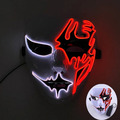 Masque lumineux pour Costume d'halloween, masque de Cosplay LED Demon Slayer pour hommes et femmes, accessoires de maison hantée d'horreur