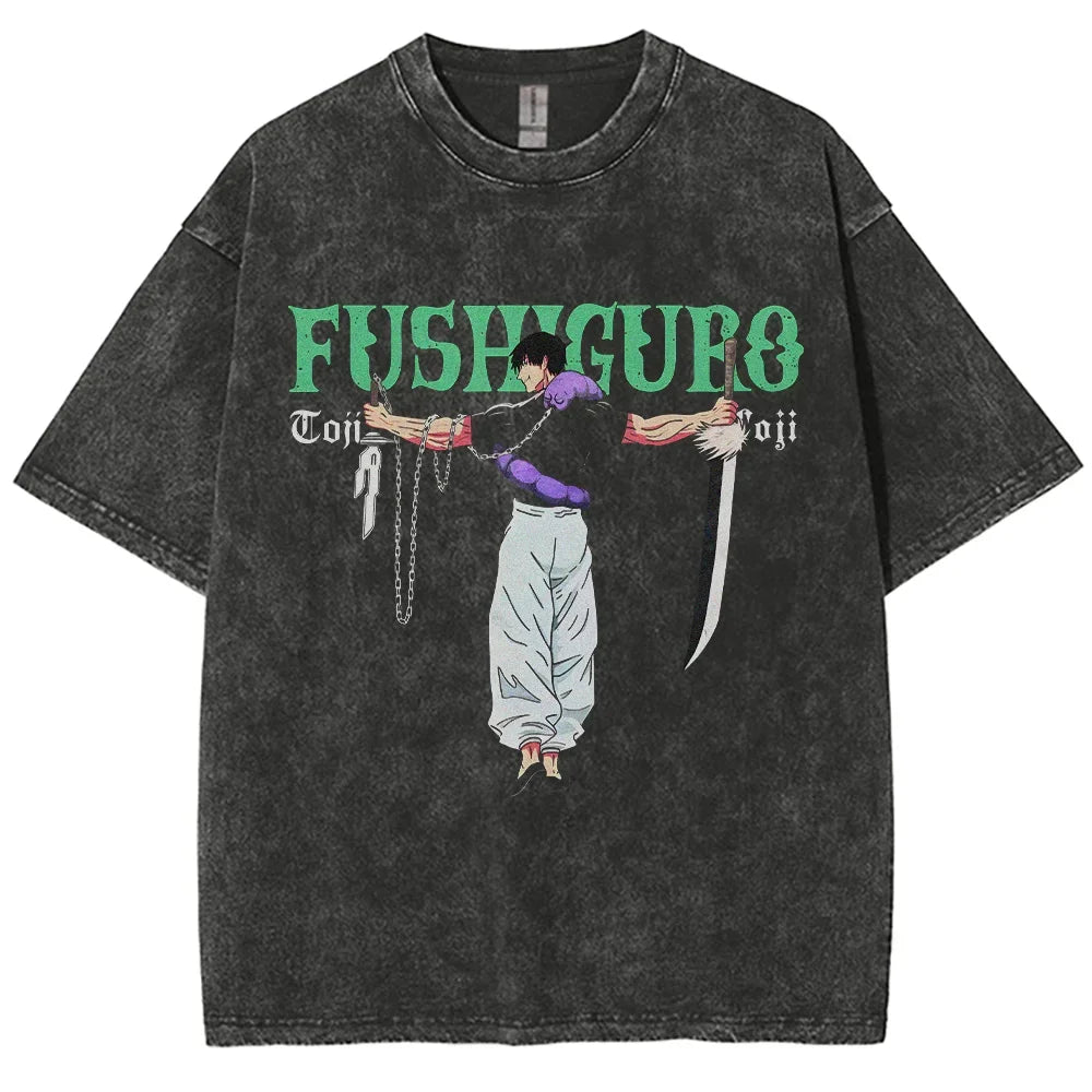 Anime Jujutsu Kaisen Gojo Satoru T-Shirts Washed Men Women Cotton Harajuku T-Shirts Ryomen Sukuna Retro Men's Women's Top Tees