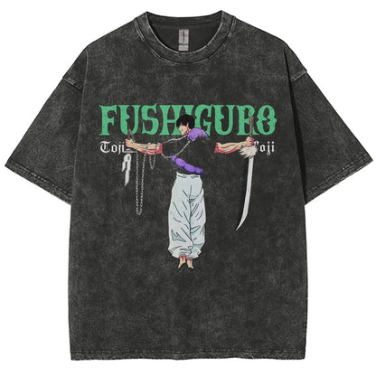 Anime Jujutsu Kaisen Gojo Satoru T-Shirts Washed Men Women Cotton Harajuku T-Shirts Ryomen Sukuna Retro Men's Women's Top Tees