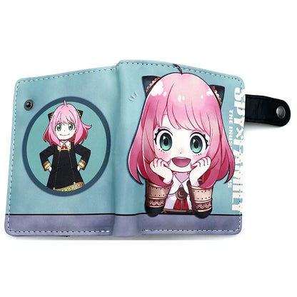 Anime SPY×FAMILY Loid Anya Forger Yor PU Bifold Short Wallets Coin Purse with Inner Zipper Pocket