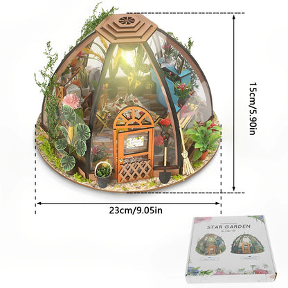 Kit de maison de jardin Miniature, bricolage, avec meubles et lumière LED, ensemble artisanal pour maison de poupée, cadeaux, Kits de construction de maquettes de serre en bois