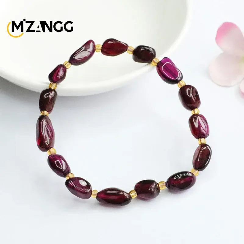 Bracelet grenat naturel, dent violette, noir, couleur dame, chaîne de bijoux, breloque à la mode, cristal de guérison, pierre d'énergie, cadeau de vacances
