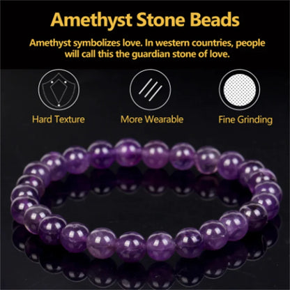 Bracelet améthyste en véritables perles de cristal naturel purifiant le corps véritable améthyste pierre naturelle Bracelets pour femme Pulsera