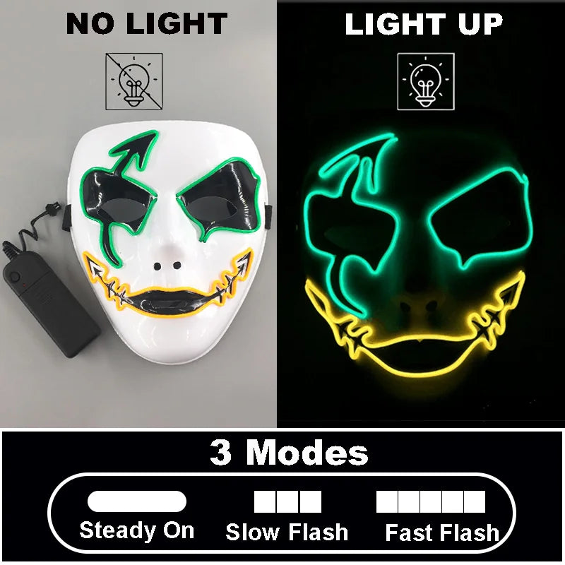 Masque lumineux pour Costume d'halloween, masque de Cosplay LED Demon Slayer pour hommes et femmes, accessoires de maison hantée d'horreur