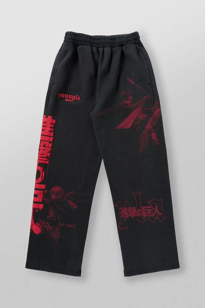 YOUNGLA American Cartoon Attack on Titan Jogger Cotton Wool Printed Wide Leg Pants