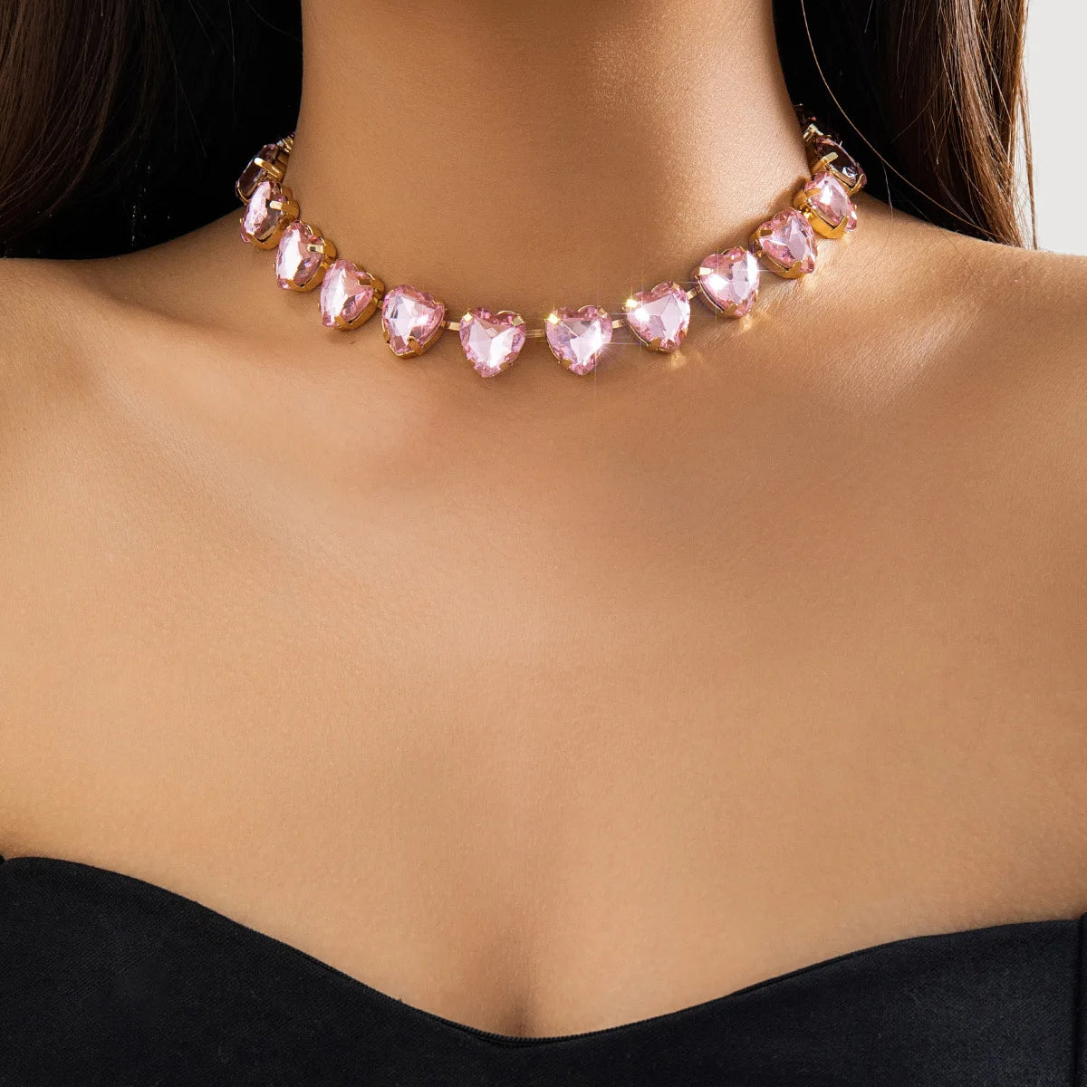 Grand collier ras du cou en cristal pour femme, biscuits en cristal, déclaration vintage, bijoux de cou de mariage, décoration de fête de luxe