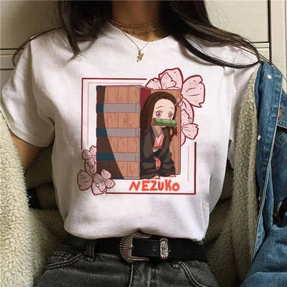 Démon Slayer T-shirt femmes Kimetsu No Yaiba Nezuko T-shirt femme Tanjirou Kamado graphique T-shirt japonais Anime Manga T-shirt