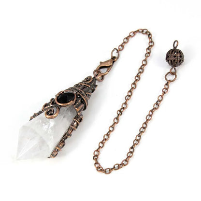 Pendentif pendule en cristal à 12 facettes, pour la Divination radiesthésie, pierre naturelle, améthyste, Quartz Rose, amulette, spirituel, bijoux