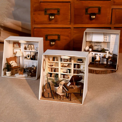 Maison de course l'inventaire en bois avec lumières LED, maison de beurre casa, mini kit de bricolage, assemblage de meubles, jouets de chambre exécutifs, 3D, bricolage