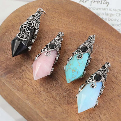 Pendentif pendule en cristal à 12 facettes, pour la Divination radiesthésie, pierre naturelle, améthyste, Quartz Rose, amulette, spirituel, bijoux