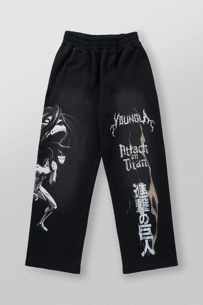 YOUNGLA American Cartoon Attack on Titan Jogger Cotton Wool Printed Wide Leg Pants